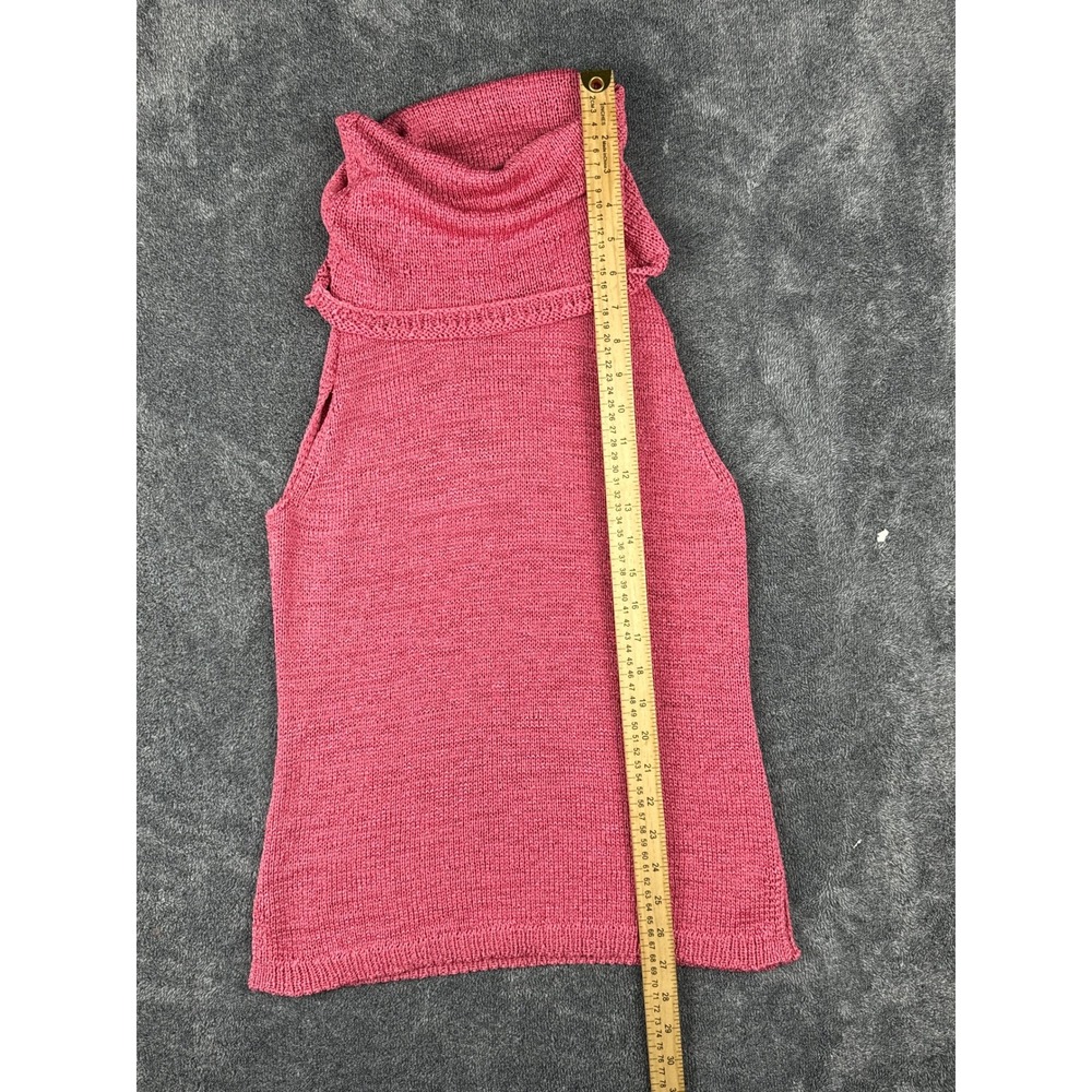 Vintage Y2K City DKNY Womens Rose Pink Cowl Neck Sleeveless Knit Sweater Top Med - Picture 9 of 9